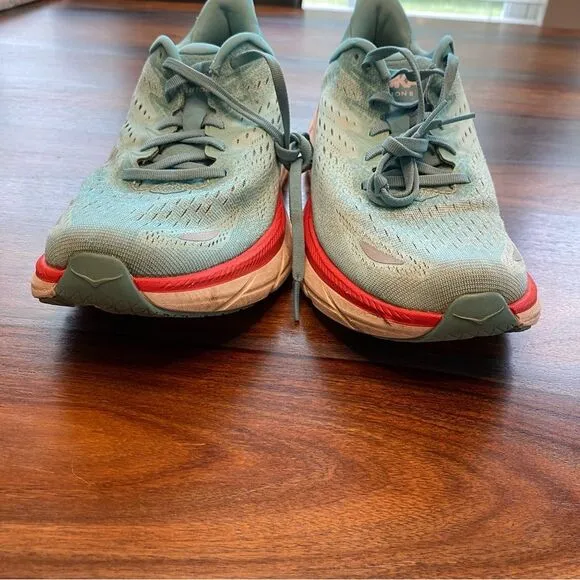Hoka Clifton 8.5 Women’s Running Shoes Sneakers Blue Aqua Red Regular Width