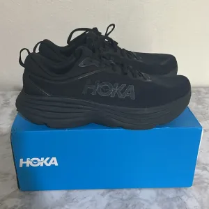HOKA MENS ATHLETIC SHOES BONDI 8 WIDE ALL BLACK SIZE 14 W