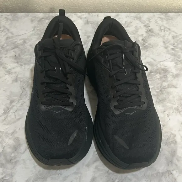 HOKA MENS ATHLETIC SHOES BONDI 8 WIDE ALL BLACK SIZE 14 W