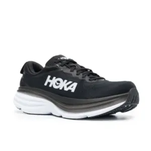 HOKA Men's Bondi 8 Running Sneaker Shoes in Black/White Size 9.5 Wide