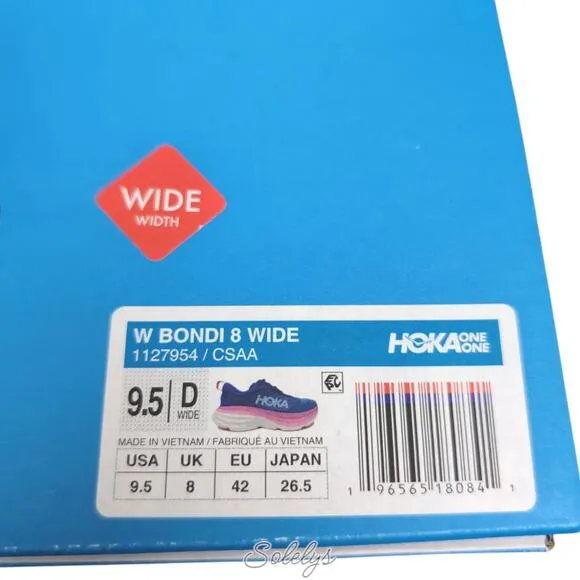 HOKA ONE Bondi 8 Coastal Sky All Aboard Blue Pink Comfort Sneaker Women 9.5 WIDE