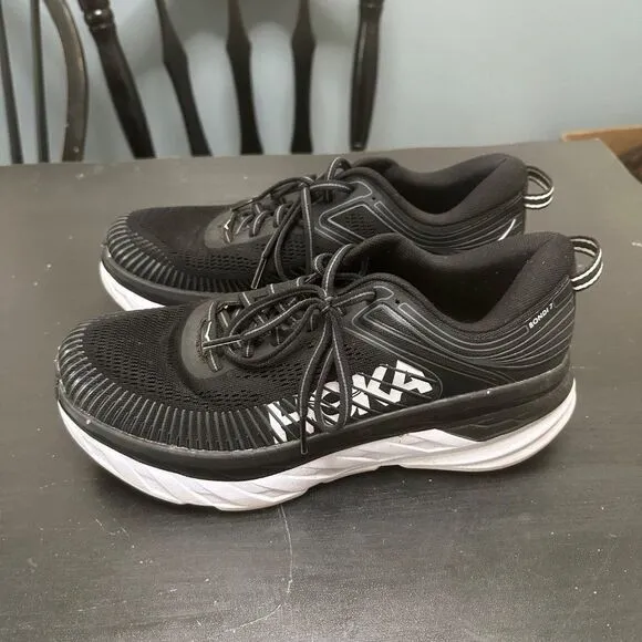 Hoka One One Bondi 7 Black Athletic Running Comfort Shoes Size 9.5