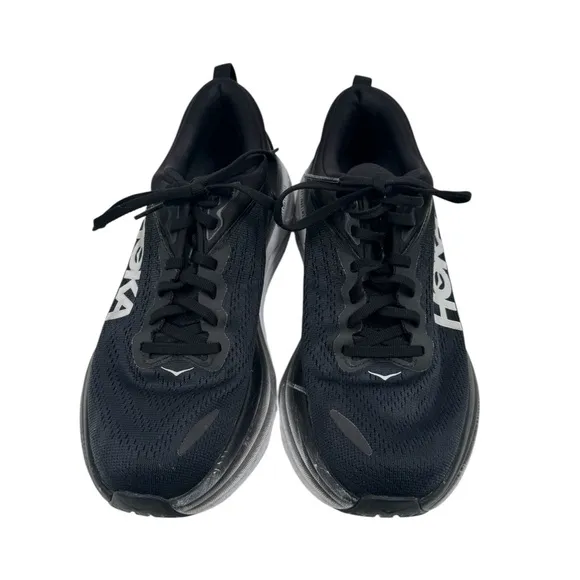 Hoka One One Bondi 8 Athletic Running Sneaker Shoes Black White Size 9 B