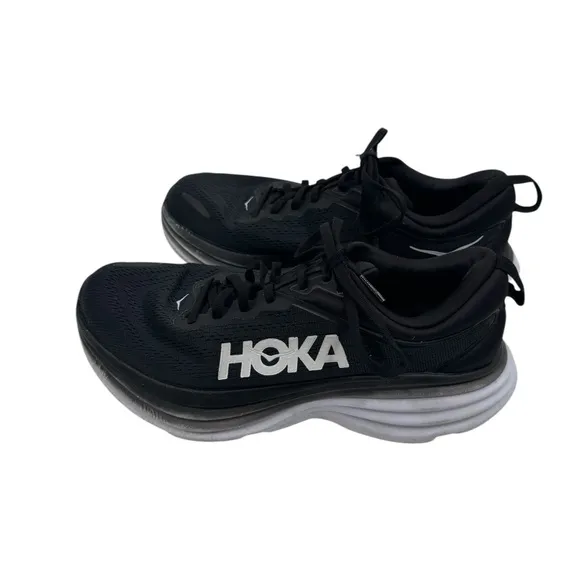 Hoka One One Bondi 8 Athletic Running Sneaker Shoes Black White Size 9 B