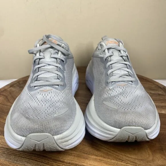 Hoka One One Bondi 8 Harbor Mist Womens Grey Size 9.5 B Athletic Running Shoes