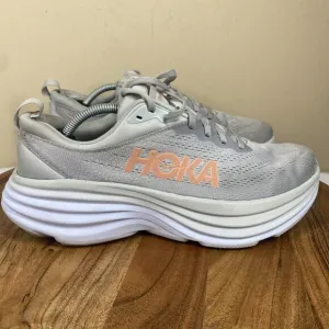 Hoka One One Bondi 8 Harbor Mist Womens Grey Size 9.5 B Athletic Running Shoes