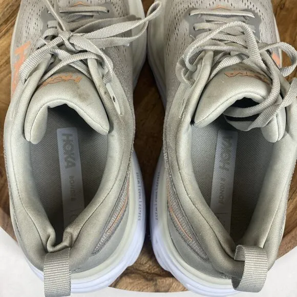 Hoka One One Bondi 8 Harbor Mist Womens Grey Size 9.5 B Athletic Running Shoes