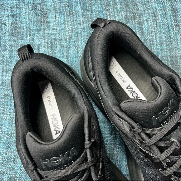 Hoka One One Bondi 8 Running Shoes in Triple Black EXTRA WIDE Width 4E