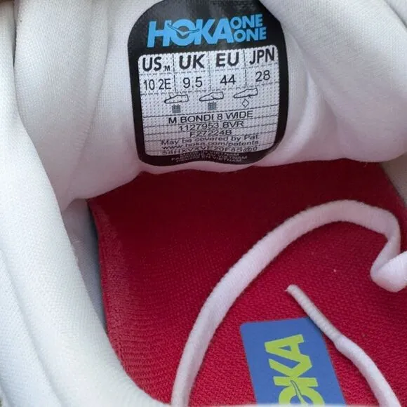 HOKA ONE ONE BONDI 8 WIDE - Men’s Running Shoes - SIZE 10 2E