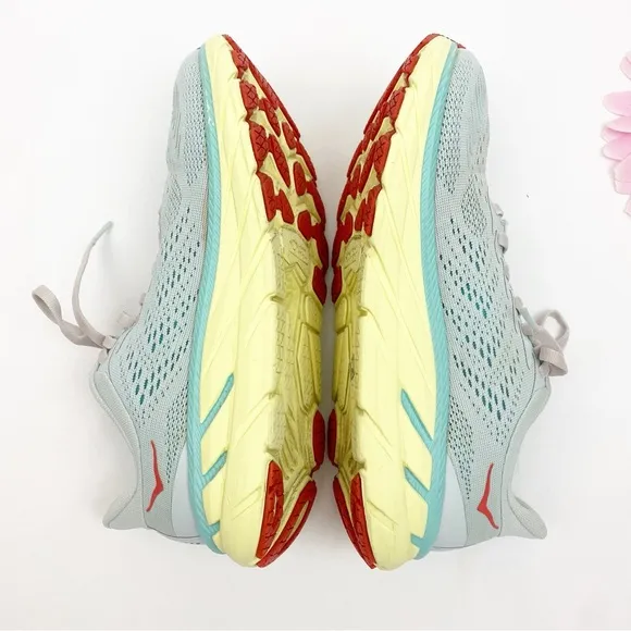 Hoka One One Clifton 7 Running Shoes Sneakers Morning Mist Hot Coral