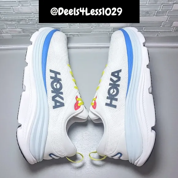 Hoka One One Gaviota 5 Running Mens Size 11.5 Wide (2E) White Blue Yellow