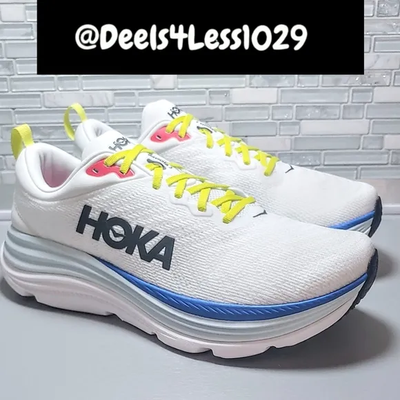 Hoka One One Gaviota 5 Running Mens Size 11.5 Wide (2E) White Blue Yellow