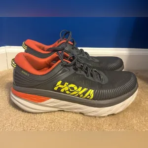 Hoka One One M Bondi 7 Wide Mens Size 10 2E Gray Running Shoes (1110530 TCHL)