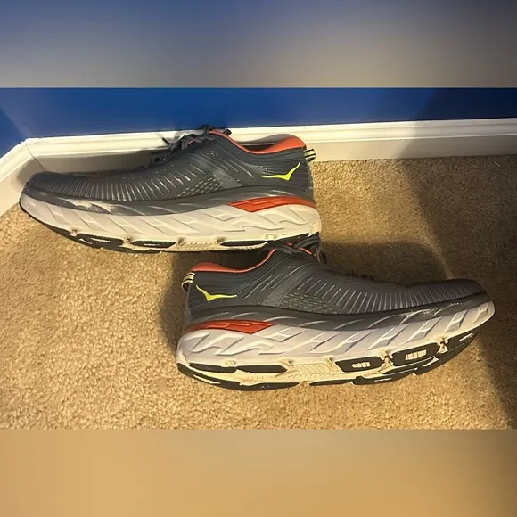 Hoka One One M Bondi 7 Wide Mens Size 10 2E Gray Running Shoes (1110530 TCHL)