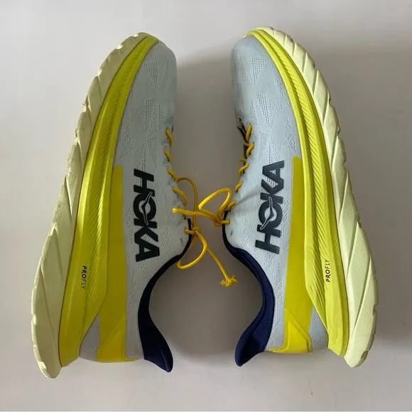 Hoka One One Mach 4 Running Walking Sneaker Shoes Yellow and Blue Size 12.5D