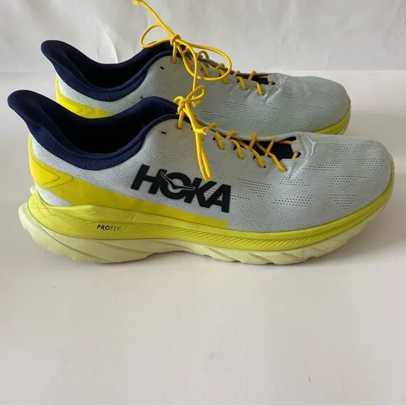 Hoka One One Mach 4 Running Walking Sneaker Shoes Yellow and Blue Size 12.5D