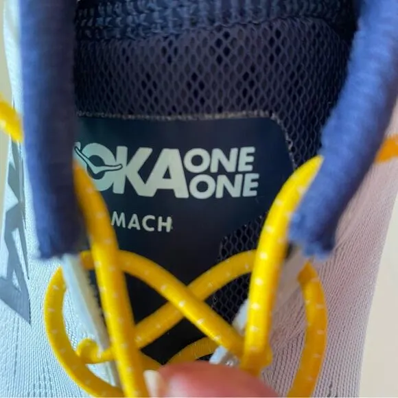 Hoka One One Mach 4 Running Walking Sneaker Shoes Yellow and Blue Size 12.5D