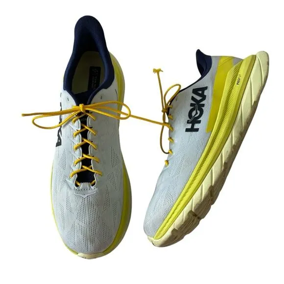 Hoka One One Mach 4 Running Walking Sneaker Shoes Yellow and Blue Size 12.5D