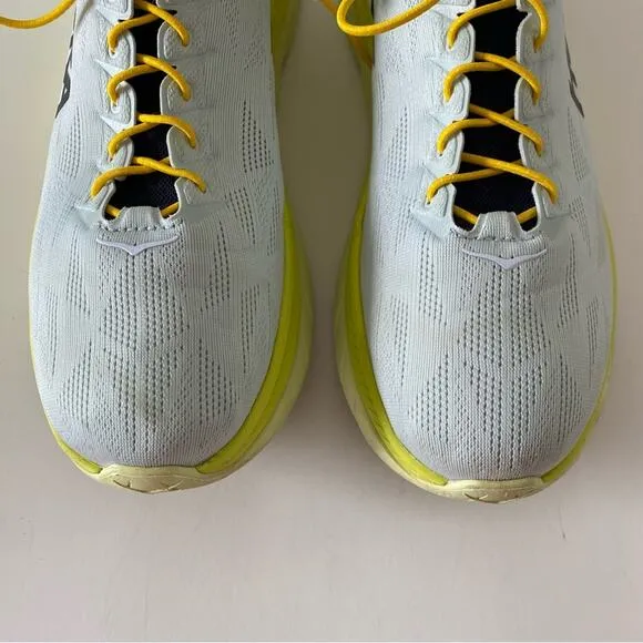 Hoka One One Mach 4 Running Walking Sneaker Shoes Yellow and Blue Size 12.5D