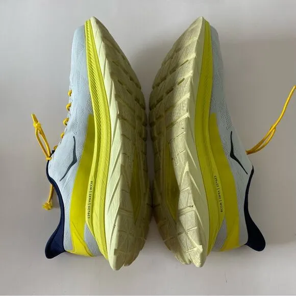 Hoka One One Mach 4 Running Walking Sneaker Shoes Yellow and Blue Size 12.5D