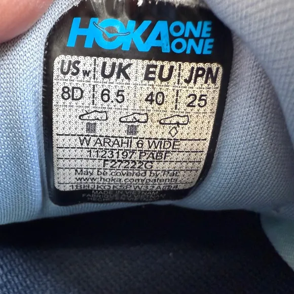 Hoka One One Womens Size 8 Plein Air Blue Fog Arahi 6 Wide Fit Running Shoes