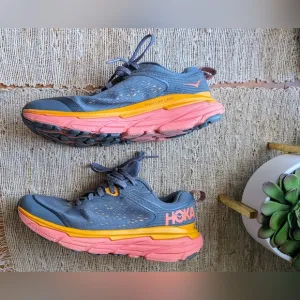 HOKA women's challenger ATR 6 running shoes in Castlerock Camellia | WIDE