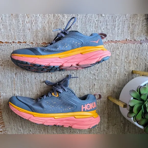 HOKA women's challenger ATR 6 running shoes in Castlerock Camellia | WIDE