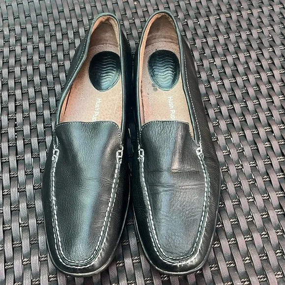 Hush Puppies 11 Black Leather Casual Loafer Women’s Comfort Shoes