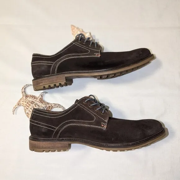 Hush Puppies HPO2 Flex Brown Suede Leather Oxfords Shoes Size 14 W
