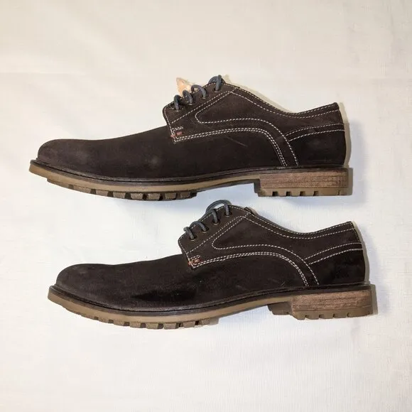 Hush Puppies HPO2 Flex Brown Suede Leather Oxfords Shoes Size 14 W