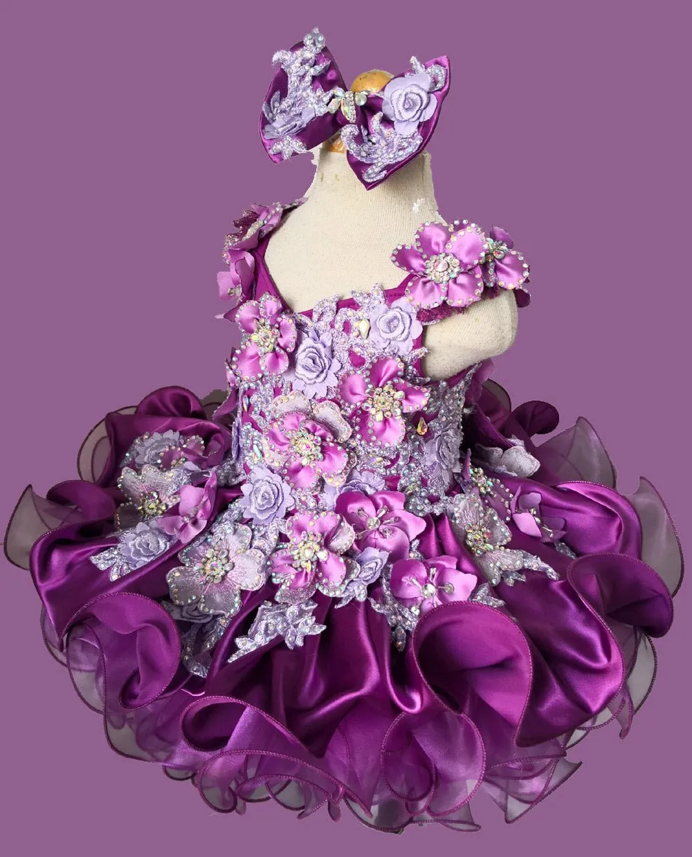 Infant/Toddler/Child/Baby Girl Glitz Purple Jennifer Wu Pageant Dress