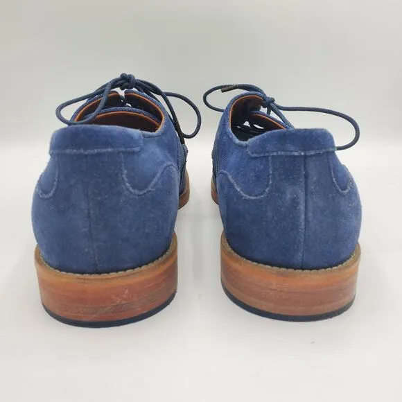 J Shoes Indi Buck Blue Suede Leather Lace Oxford Derby Dress Shoe USA Men's 8.5