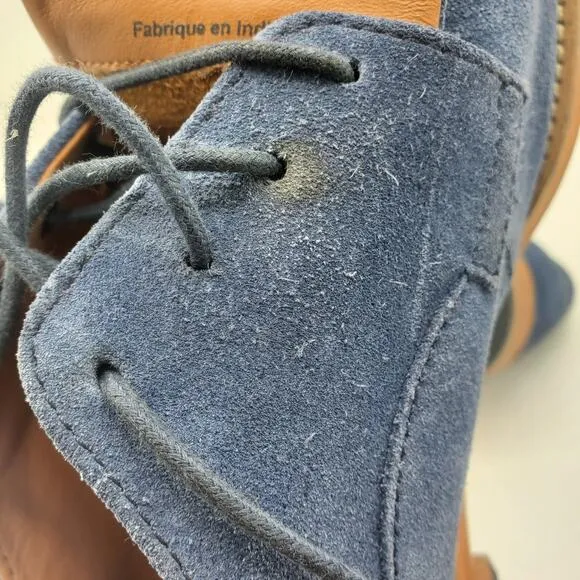 J Shoes Indi Buck Blue Suede Leather Lace Oxford Derby Dress Shoe USA Men's 8.5