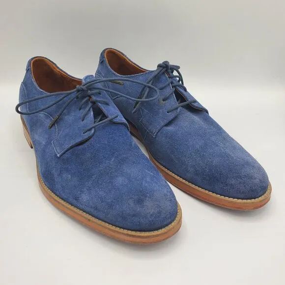 J Shoes Indi Buck Blue Suede Leather Lace Oxford Derby Dress Shoe USA Men's 8.5