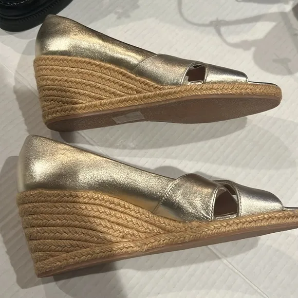 Jack Rogers Wedge Espadrille Palmer Criss Cross Leather Shoes Retail $145 6.5 M