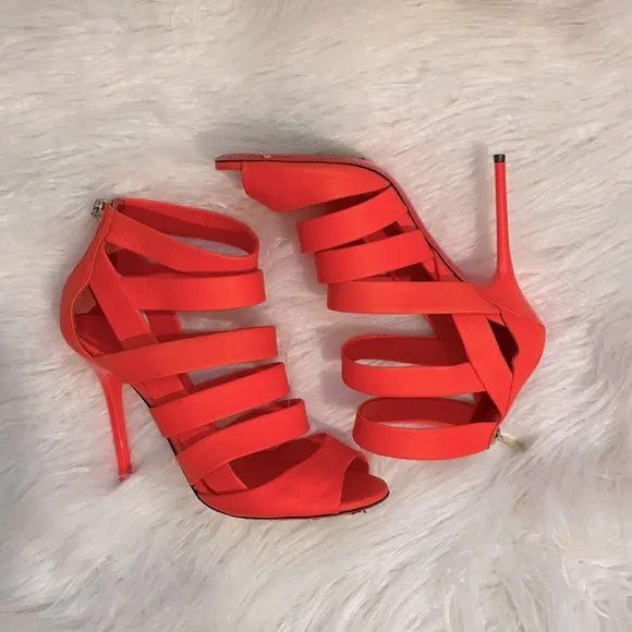 Jimmy Choo Neon Orange Flame 141 Damsen Pumps 36