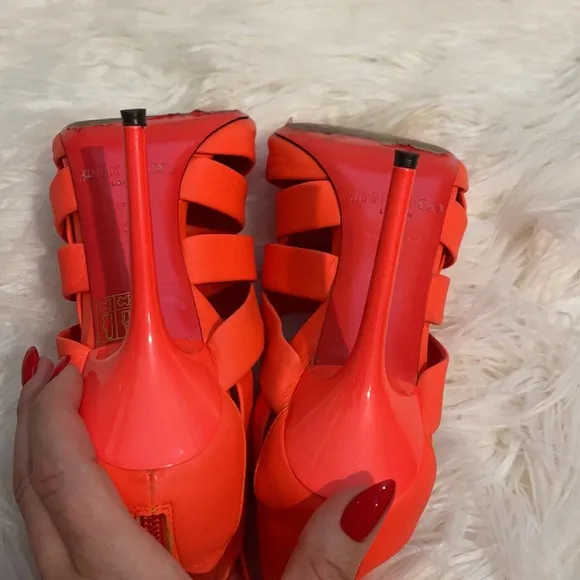 Jimmy Choo Neon Orange Flame 141 Damsen Pumps 36