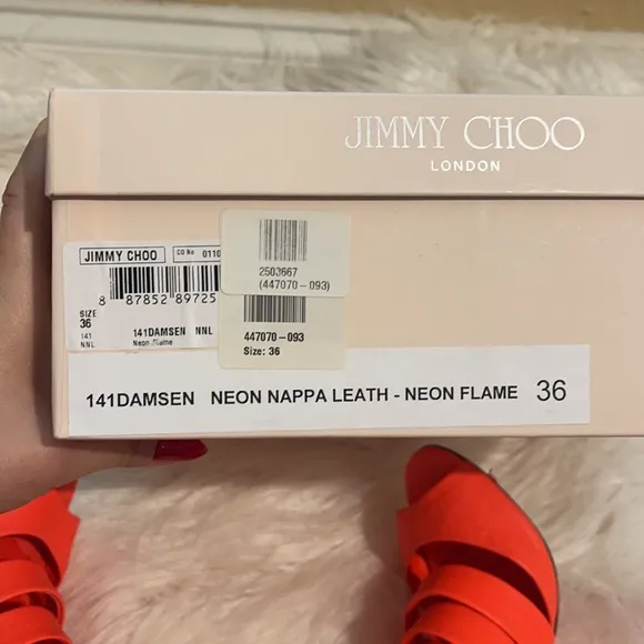 Jimmy Choo Neon Orange Flame 141 Damsen Pumps 36