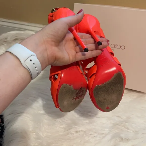 Jimmy Choo Neon Orange Flame 141 Damsen Pumps 36