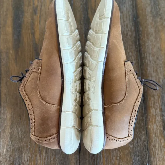 Johnson and Murphy Memory Foam Sheepskin Brown Leather Men’s Shoes Size 10