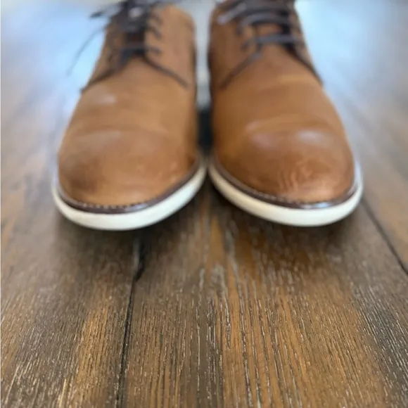 Johnson and Murphy Memory Foam Sheepskin Brown Leather Men’s Shoes Size 10