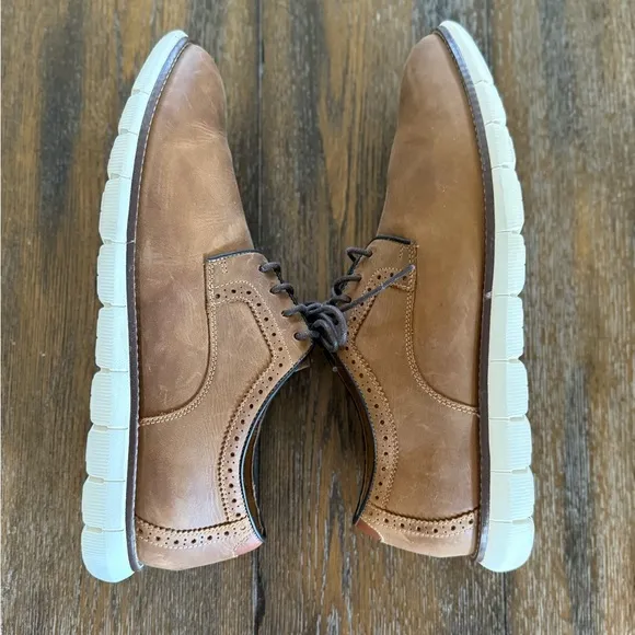 Johnson and Murphy Memory Foam Sheepskin Brown Leather Men’s Shoes Size 10