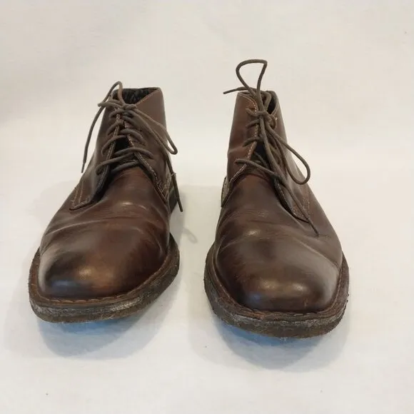 Johnston &amp; Murphy Chukka Boots Mens 10.5 M Brown Leather Sheepskin Memory Foam