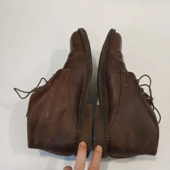 Johnston &amp; Murphy Chukka Boots Mens 10.5 M Brown Leather Sheepskin Memory Foam