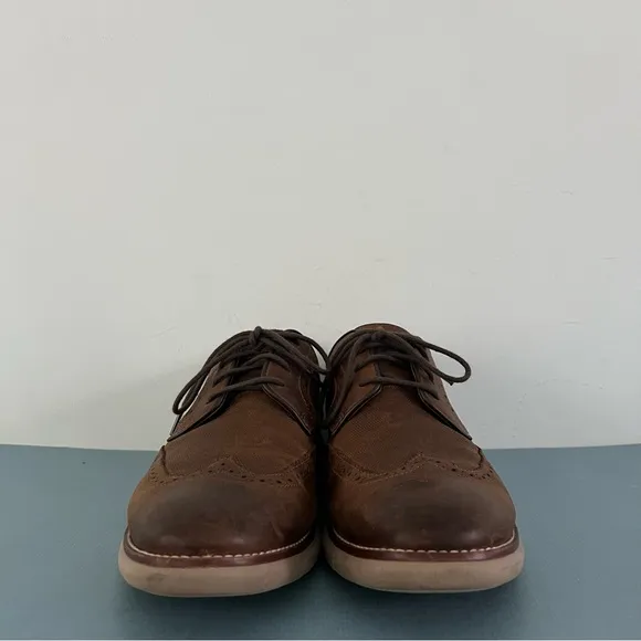 Johnston &amp; Murphy Holden Embossed Brown Leather Oxford Wingtip Dress Shoes