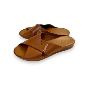 JOHNSTON &amp; MURPHY Tutsi Cross-Band Leather Slip On Sandals Women’s Shoes Size 8