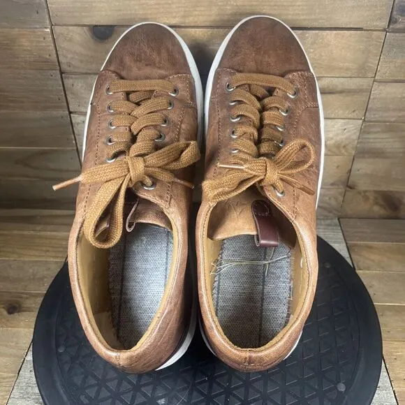 Johnston &amp; Murphy Banks Men’s Size 8 M Leather Shoes Sneakers Brown NO INSOLES