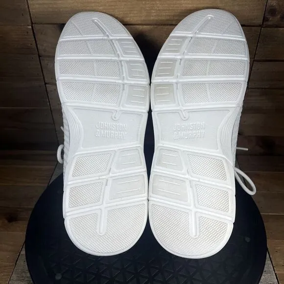 Johnston &amp; Murphy Shoes Men's Sz 8M Parsons Knit U Throat White Gray Sneakers