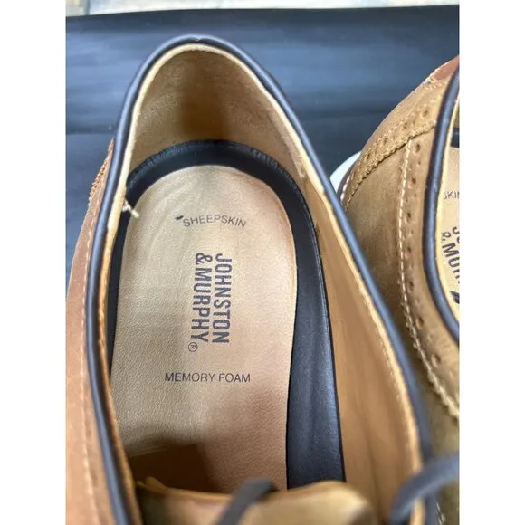 Johnston and Murphy Holden Plain Toe Brown/Tan Leather Shoes Size 14