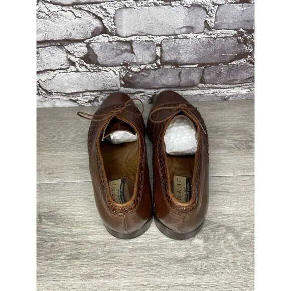 Johnston Murphy Domani Brown Leather Cap Toe Basketweave Lace Men 10.5M US/43EU